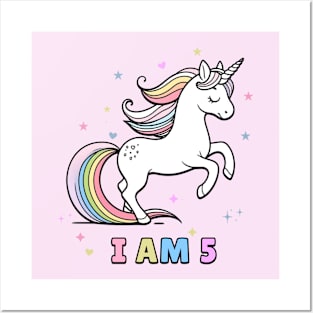 Magical Unicorn Fifth Birthday T-Shirt – Perfect Kids' Party Gif Posters and Art